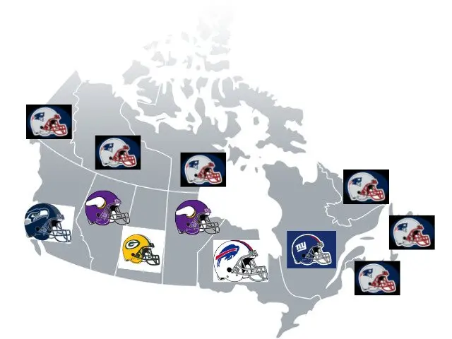 canada map most popular nfl teams by province